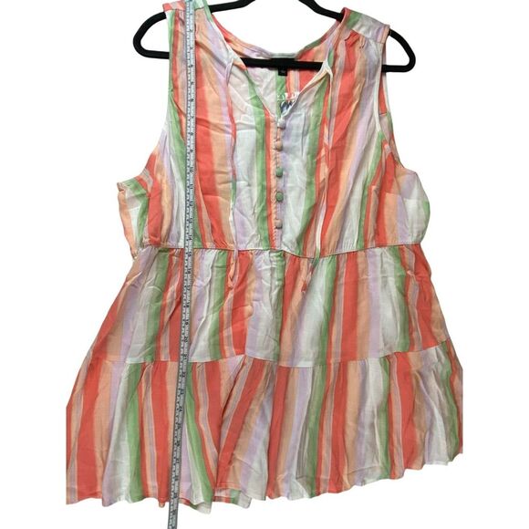 Torrid Fresh Stripe Sleeveless Lenny Tiered Button Front V-Neck Women's 2X NWT - Picture 3 of 8